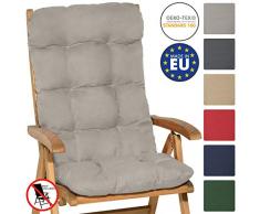 Beautissu Flair HL - Cojín para sillas de balcón o Asiento Exterior con Respaldo Alto - 120x50x8 cm - Gris Claro
