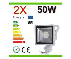 Mcitymall® 2x 50W Blanco Frío SMD Proyector Proyector LED con la lámpara Jardín detector de movimiento