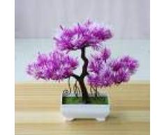 LIXIFF Bonsai Artificial Simulación Planta en Maceta Mini Pino Decoración de la Oficina en el hogar, Rosa