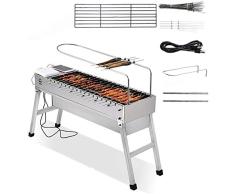 YUHT Barbacoa de Carbón,Parrilla giratoria eléctrica con Interfaz USB, multifunción portátil de Acero Inoxidable, Doble Pared, Parrilla eléctrica, Camping Apto, Viajes, Senderismo, Barbacoa