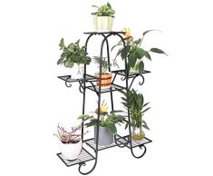 unho Soporte para Plantas de Hierro Estantería para Macetas con 7 Niveles Estantería Decorativa de Flores para Exterior Interior Jardín 66 x 22 x 102cm