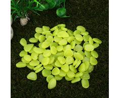 Bolange 100 Piezas del Tanque De Peces Que Ajardina La Piedra del Tanque De Peces De Adoquines, Piedra del Adoquín Luminoso Craft Stone Fish Garden Garden Decoration (Amarillo Brillante)