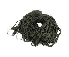 Columpio Interior al Aire Libre Ocio Niños Adultos Espesar Tela de Nylon Hamaca Malla de Red Colgar Cuerda Fuerte para Viajar Camping Playa - Verde ejército