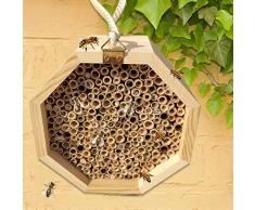 xluckx Bee House Bamboo Tube Bee Hotel, Casa De Insectos De Madera para Abejas Solitarias Mariquitas Lacewing, 6 X 6 X 3.5 Pulgadas Premium