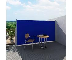 vidaXL Toldo Lateral Retráctil Poste de Acero Azul 180x300 cm Mampara Terraza