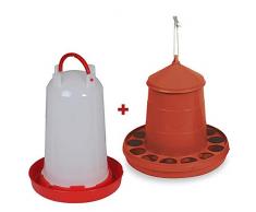 FINCA CASAREJO Pack comedero y Bebedero para gallinas y Otras Aves de 2 kg/3 litros