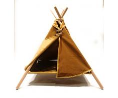 Cama para gato y perro. Antelina marrón. Hecho a mano. Medidas 56cm x 40cm x 40cm - Tipi para gatos, tipi para perros. Cueva gato, perro pequeño.