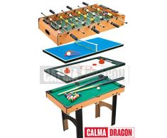 Calma Dragon Mesa Multijuegos Plegable 4 en 1 Billar, Ping Pong, Hockey y Futbolín Regalo Ideal para Toda la Familia
