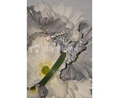 Diseño con forma de corona gris marfiles y vestido de dama de honor Gerbera diseño de ramo de w/diseño de mariposa con cristales