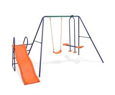 vidaXL Juego de Columpios 3 Piezas Asientos y Tobogán Naranja Juguete Niños