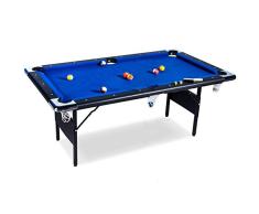 Buckshot - Mesa de billar (193 x 109 x 81 cm, plegable, con accesorios), color azul y negro