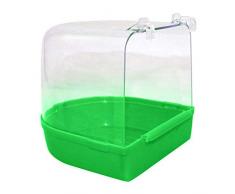 LPxdywlk Pet Bird Parrots Bañeras Transparentes Bañera Caja De Ducha Jaula Colgante Decoración Suministros Caja De Baño para Pájaros Verde
