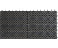Gartenfreude EVERFLOOR WPC marca (madera/mezcla de plástico) baldosas de patio perfil macizo gris oscuro, 6 piezas, 60 x 30 cm (aprox. 1,08m2)