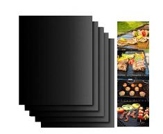 BBQ Grill Mat, Dailyart Barbecue Baking Mats Juego de 5 para carbón, parrilla de gas o eléctrica - Reutilizable, duradero, resistente al calor Hojas de barbacoa