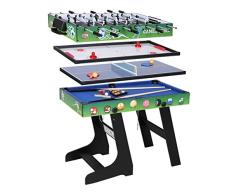 JCF Mesa Multijuegos Plegable 4 en 1 Mesa de Billar, Ping Pong, Hockey y Futbolín (109 x 60,5 x 82 cm) Buen Regalo para Fiestas Juegos Entre Familia Color Verde