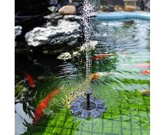 Fossrn Solares Fuentes Decorativas Jardin,Fuente Solar de la Fuente de Agua de la Bomba de la Fuente de Agua del ba/ño del p/ájaro accionada al Aire Libre para el Acuario del jard/ín de la Piscina