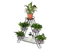 hlc Bastidor metálico para macetas, Soporte para Plantas y Flores en Forma Triangular- 6 bandejas Color: Negro 96 * 26 * 93 cm.