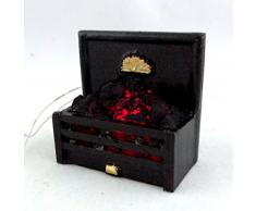 Accesorio De Chimenea Miniatura Casa De Muñecas Luz Brillante Fuego De Carbón en parrilla