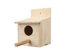 ART-YJ Nidos para pájaros Pajarera, Loro Cabaña De Raza Hecho A Mano Madera Nidal De Pájaros Gran Diversión Multifuncion Bird Hotel (Color : A, tamaño : 14×14.3×20cm)