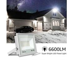 Olafus 2 Pack 60W Focos LED Exterior, IP66 Impermeable 6600LM 5000K Blanco Frío Floodlight LED, Equivalente a 350W Halógeno, Proyector Foco Led de Seguridad, Jardín, Garaje, Patio, Fábrica, Terraza
