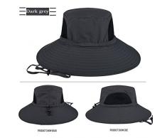 Etopfashion Fisherman Bucket Cap Nylon Wide Brim Sombrilla Anti UV Impermeable Plegable Portable Outdoor Sombrero Head Wear with Ajustable Chin Correa de Pesca