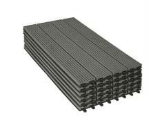 WOLTU 6x Suelo de WPC Baldosas de Madera Exterior para Porche Patios Jardin, 30 x 60 cm 1m² Suelo de Exterior Compuesta Azulejos Baldosas de WPC para Terraza Gris Claro