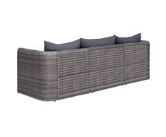 FESTNIGHT Set de Sofás de Jardín 3 Piezas y Cojines Muebles Exterior de Jardín Sofas Jardin Exterior Ratán Sintético Gris
