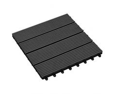 mewmewcat 11 Unidades Suelo Exterior de WPC Resistentes al Agua Baldosas Terraza Exterior para Porche Patios Balcones Baños Piscina o SPA 30x30cm 1m² Negro