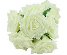 10 rosas artificiales de espuma marca Westeng para floreros, ramos y para decoración del hogar, bodas, cumpleaños, jardines, etc.