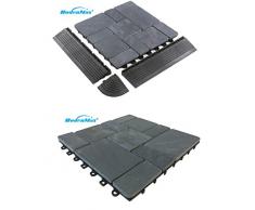 BodenMax Baldosas de pizarra de piedra natural con piso de 30 x 30 cm Baldosas de terraza Baldosa de pizarra de piedra Baldosa de piedra baldosa de antracita Azulejo de clic negro gris (8 piezas)
