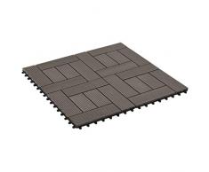 UnfadeMemory Pack de 11 uds Baldosas Terraza Exterior de WPC para Jardín Balcon Patio Porche Baño,Cada Uno 30x30cm,1 m² en Total (Marrón Oscuro, Patrón 2)