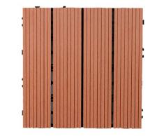 30 cm x 30 cm madera - Compuestos de plástico entrelazados para suelos empalmados, azulejos de WPC para jardín, patio, balcón, azotea, suelos de baldosas., rojo