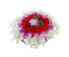 FLAMEER Seda Artificial Lirio De Crisantemo Funeral Memorial Corona De Flores Decoración De La Tumba - F, 60cm