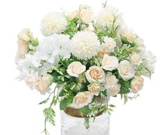 Hawesome Mini Ramo Artificial de Rosa Hortensia 3 Piezas Ramo de Flores de Nupcial de Seda decoración de hogar de Bodas Azul Rosa Violeta Blanco