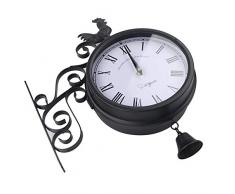 Reloj Colgante De Hierro Forjado Para Jardín Reloj De Pared De Doble Cara De Moda Al Aire Libre Reloj De Pared De Metal Innovador Con Forma De Campana De Gallo