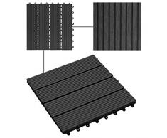 Tidyard 11 Unidades Suelo Exterior de WPC,Baldosas Terraza Exterior para Porche Patios Balcones Baños Piscina o SPA,Resistentes al Agua,30x30cm 1m² Negro