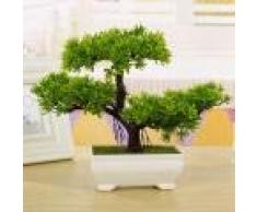 LIXIFF Decoración para el hogar 1 Piezas de simulación de bonsái de Pino Acogedor Flores y Coronas Decorativas Flores Artificiales Plantas de Maceta Verdes Falsas, Naranja