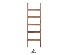 BALIBETOV Escalera Decorativa Rustica-Toallero y Sostenedor de Mantas-Decoración del baño y del Dormitorio-Estante de Secado de Ropa de Madera-Estante Blanco-Escalera Estantería (Marrón Oscuro, 122)
