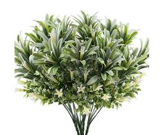 Nahuaa Arbusto Artificial Flores de Plastico 4pcs Plantas Verdes Artificiales Plantas de Interior o Exterior Decoración para Hogar Veranda Jarrones Boda
