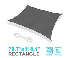 RATEL Toldo Vela de Sombra Rectangular Gris 2 x 3 m, protección 95% UV y Transpirable Impermeable, para Jardín, Patio, Exteriores, Pergola Decking