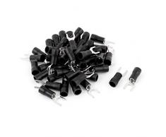 50 piezas 14-12AWG #10 de tuerca negro conector de pala de la horquilla con aislamiento Terminal