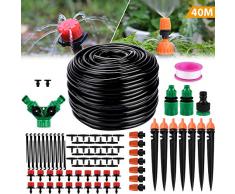 Kit de Riego por Goteo - 40m 1/4 Micro Sistema de Riego por Bricolaje para Jardín, Kit de Goteo para Riego de Tubos para Plantas de Invernadero, Cama de Flores, Patio, Césped