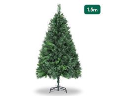 SALCAR Árbol de Navidad de 150 cm, Árbol Artificial con 408 Puntas, ignífugo, Abeto, construcción rápida Incl. Soporte para árbol de Navidad, Navidad decoración Verde 1.5 m