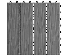 Tidyard 11 Unidades Suelo Antideslizante Exterior de WPC,Baldosas Terraza Exterior para Porche Patios Balcones Baños Piscina o SPA,Relieve Profundo,Resistentes al Agua,30x30cm 1m² Gris