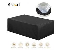 Essort Fundas Muebles Jardin, Tamaño Grande 315x160x74cm Fundas para Muebles Impermeable Al Aire Libre, Funda para Mesa y Silla para Patio Rectangular de Poliéster, Negro