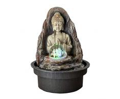Fontaine Peace â Fuente de Interior Buda Zen Relajante con Luz LED â Decoración de Hogar Zen â Regalo Pequeño Precio, Fuente de Mesa â Circuito Cerrado â Beige y Marrón â H 18 cm â ZenLight