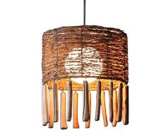 Lvhayon Sala de bambú Hecha a Mano de la lámpara Pantalla Bar café de la Personalidad Creativa de Mimbre Rattan Lámpara