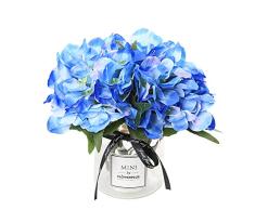 Veryhome 1piezas Hortensia Artificial Flores Hortensia de Seda Fake Hydrangea Bunch Arreglos Wedding Garden Home Party Decoración Floral (Ramo de hortensias Azules - 1 Piezas)