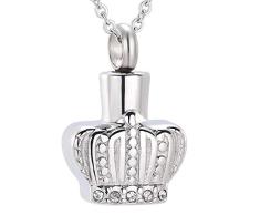 Wsreyj Cremación Colgantecristal Claro Corona Memorial Urna Recuerdo Cremación Colgante Mujer Acero Inoxidable Collar