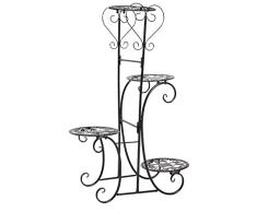 Gettesy Estantería Decorativa de Hierro para Macetas Soporte de Flores Plantas para Exterior Interior Jardín con 4 estantes, 50 x 22 x 82cm